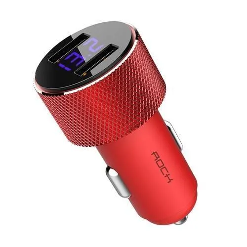 ROCK Mini Dual USB Autoladegerät LED-Anzeige Universal 3.4A Handy Tablet Schnelllade-USB-Ladegerät für Auto 2 USB-Adapter