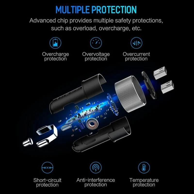 ROCK Mini Dual USB Autoladegerät LED-Anzeige Universal 3.4A Handy Tablet Schnelllade-USB-Ladegerät für Auto 2 USB-Adapter