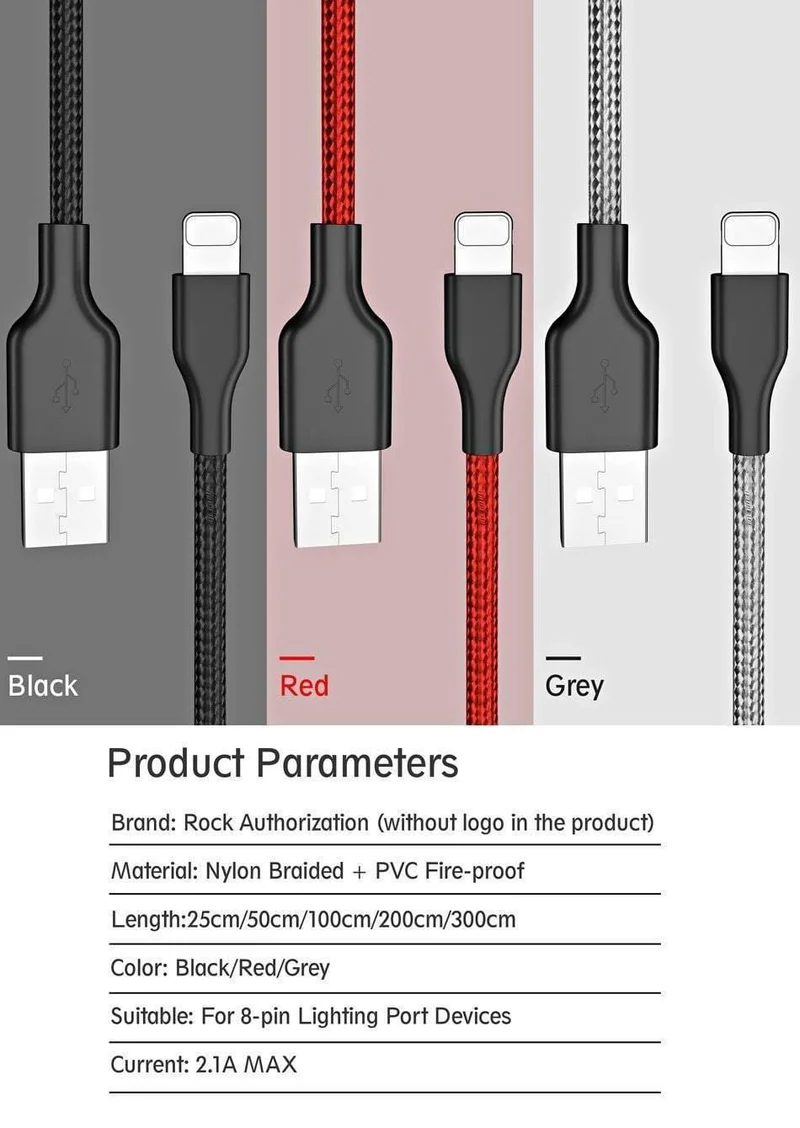 ROCK USB-Kabel für iPhone 5 5S 6 6S 7 8 Plus XS MAX XR X USB-Ladedaten-Synchronisierungskabel für iPad iOS Handy-Ladekabel