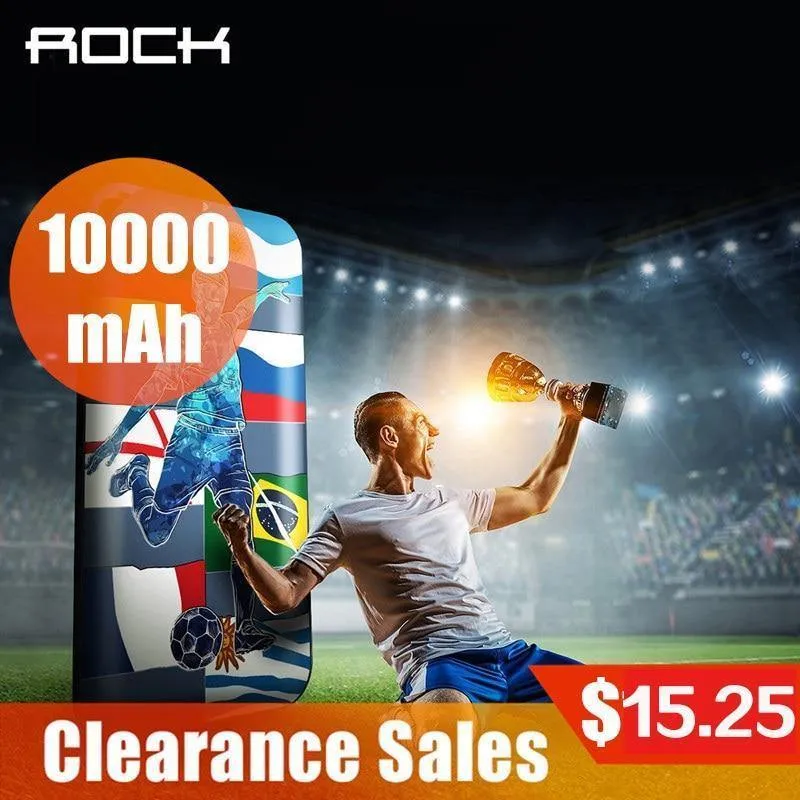 Ausverkauf ROCK Portable10000 mAh Power Bank Externer Akku für Handy Power Ladegerät für iPhone Xiaomi Samsung