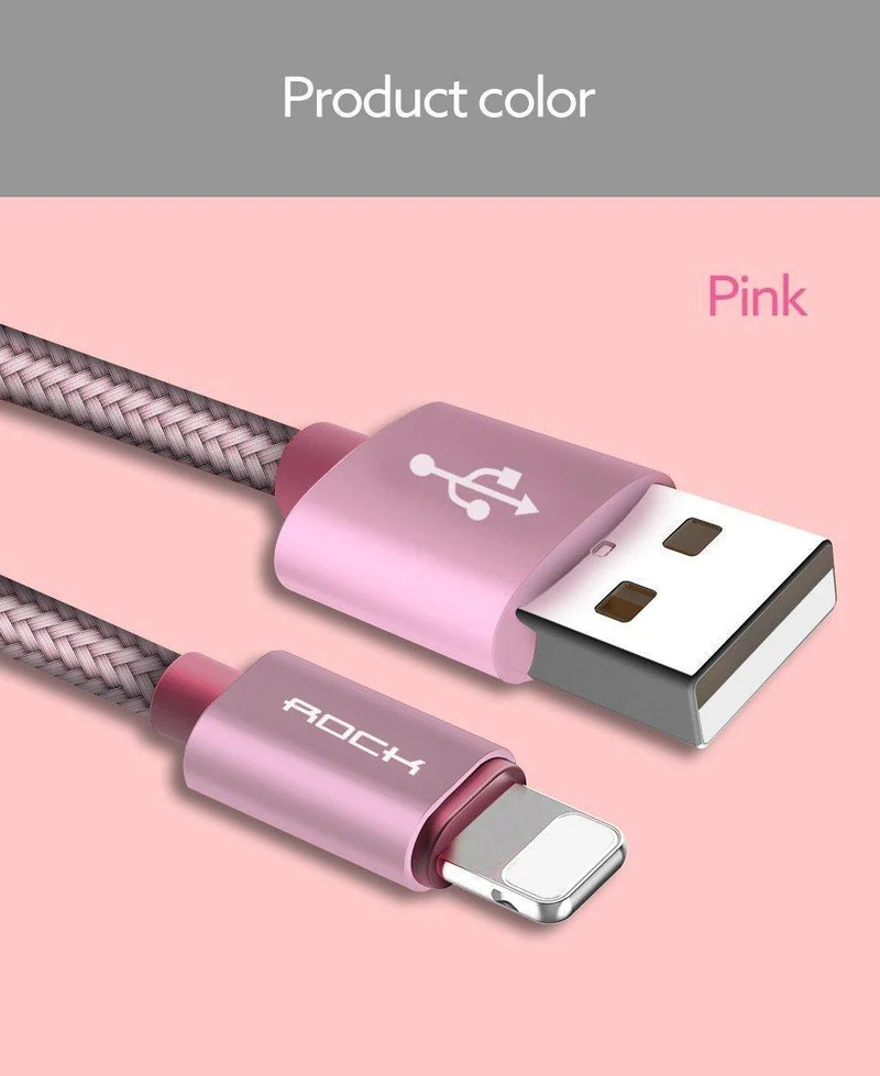 ROCK USB-Kabel für iPhone-Kabel 2018 XS MAX XR X 8 7 6 Plus 6S 5S plus iPad mini Schnellladekabel Handy-Ladekabel