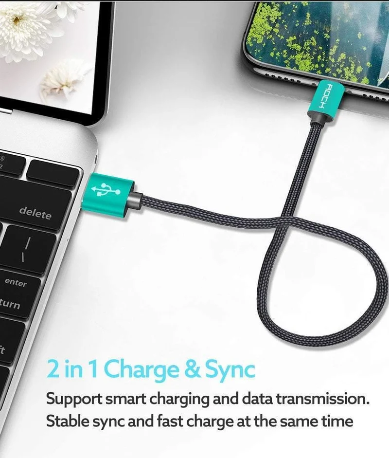 ROCK USB-Kabel für iPhone-Kabel 2018 XS MAX XR X 8 7 6 Plus 6S 5S plus iPad mini Schnellladekabel Handy-Ladekabel