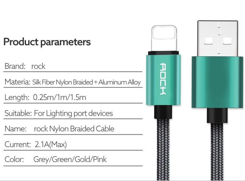 ROCK USB-Kabel für iPhone-Kabel 2018 XS MAX XR X 8 7 6 Plus 6S 5S plus iPad mini Schnellladekabel Handy-Ladekabel
