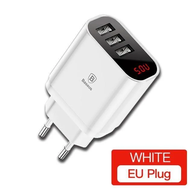 Baseus Multi-USB-Ladegerät für iPhone Samsung Xiaomi mi 3.4A Schnelllade-Reiseladegerät EU-US-Stecker LED-Handy-Ladegerät