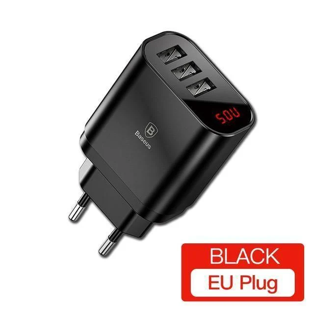 Baseus Multi-USB-Ladegerät für iPhone Samsung Xiaomi mi 3.4A Schnelllade-Reiseladegerät EU-US-Stecker LED-Handy-Ladegerät