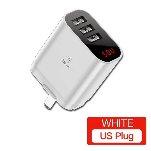 Baseus Multi-USB-Ladegerät für iPhone Samsung Xiaomi mi 3.4A Schnelllade-Reiseladegerät EU-US-Stecker LED-Handy-Ladegerät