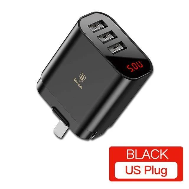 Baseus Multi-USB-Ladegerät für iPhone Samsung Xiaomi mi 3.4A Schnelllade-Reiseladegerät EU-US-Stecker LED-Handy-Ladegerät