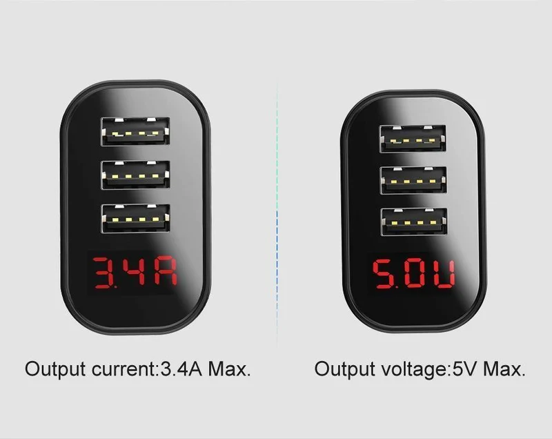 Baseus Multi-USB-Ladegerät für iPhone Samsung Xiaomi mi 3.4A Schnelllade-Reiseladegerät EU-US-Stecker LED-Handy-Ladegerät