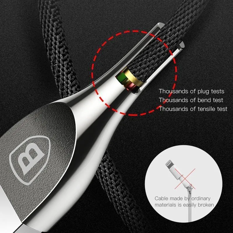 Baseus Zinklegierung USB-Kabel 2A Schnelles Datenladekabel für iPhone XS Max XR X 8 7 6 6s 5 5s se iPad Handykabel