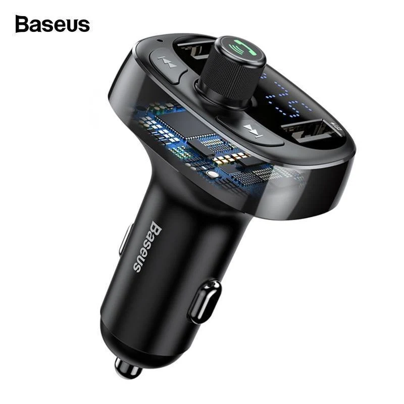 Baseus FM-Transmitter Aux-Modulator Bluetooth-Autoladegerät-Kit Freisprecheinrichtung Audio MP3-Player 3.4A Dual USB-Schnellladegerät für Mobiltelefone