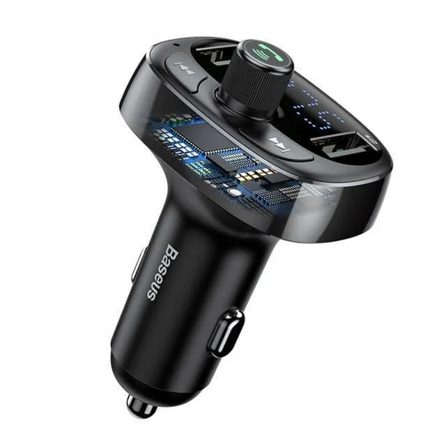 Baseus FM-Transmitter Aux-Modulator Bluetooth-Autoladegerät-Kit Freisprecheinrichtung Audio MP3-Player 3.4A Dual USB-Schnellladegerät für Mobiltelefone