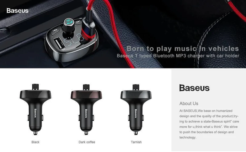Baseus FM-Transmitter Aux-Modulator Bluetooth-Autoladegerät-Kit Freisprecheinrichtung Audio MP3-Player 3.4A Dual USB-Schnellladegerät für Mobiltelefone