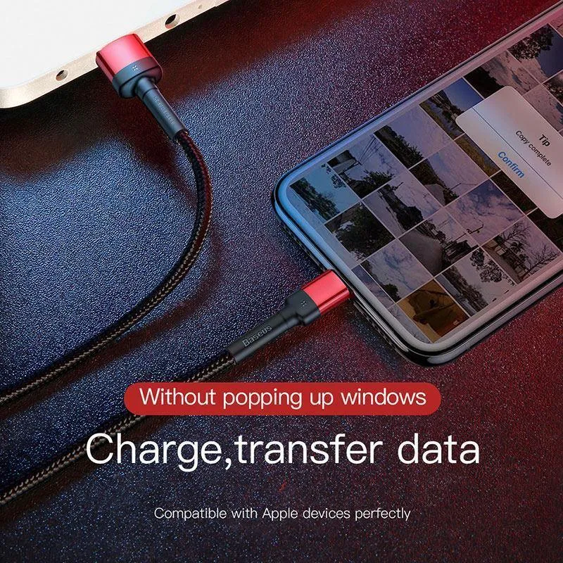 Baseus USB-Kabel für iPhone XS Max XR X 8 7 6 6s Plus 5 5S SE iPad Pro 2.4A Schnelllade-Ladegerät Datenkabel Handykabel
