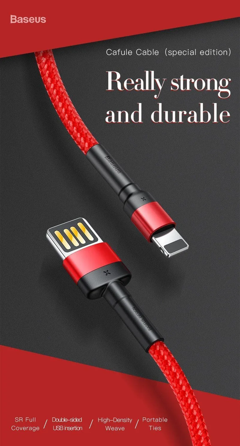 Baseus USB-Kabel für iPhone XS Max XR X 8 7 6 6s Plus 5 5S SE iPad Pro 2.4A Schnelllade-Ladegerät Datenkabel Handykabel