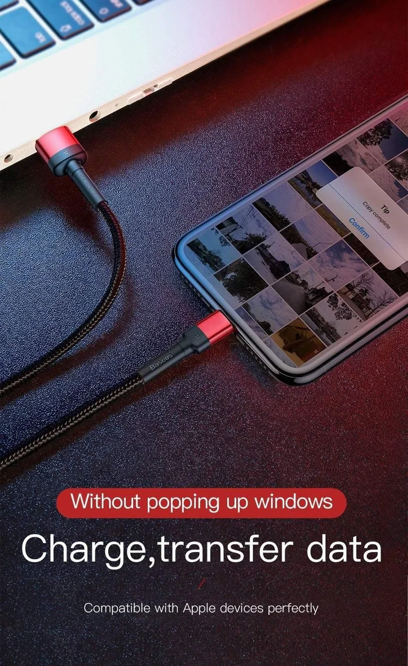Baseus USB-Kabel für iPhone XS Max XR X 8 7 6 6s Plus 5 5S SE iPad Pro 2.4A Schnelllade-Ladegerät Datenkabel Handykabel