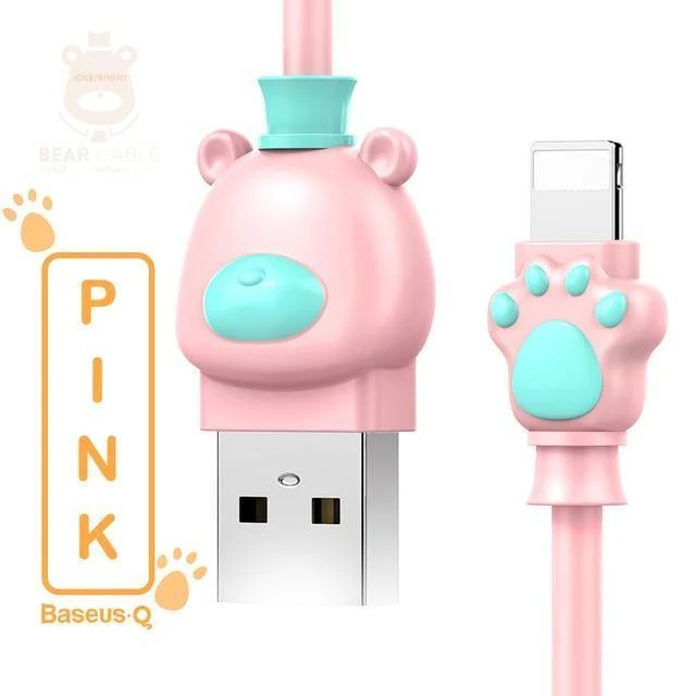 Baseus Cute Bear USB-Kabel für iPhone X 8 7 6 6s Plus 5 5s Handykabel Schnelles Datensynchronisierungs-Ladekabel für iPhone-Ladekabel