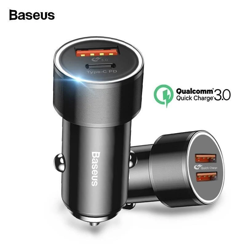 Baseus 36w USB-Autoladegerät Quick Charge 3.0 QC QC3.0 Typ C PD Schnellladegerät für das Auto für iPhone Samsung Xiaomi Mobiltelefon