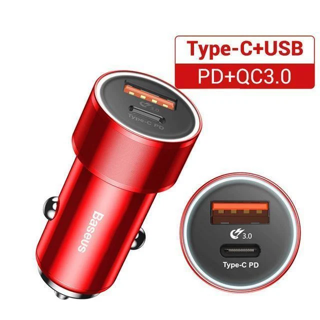 Baseus 36w USB-Autoladegerät Quick Charge 3.0 QC QC3.0 Typ C PD Schnellladegerät für das Auto für iPhone Samsung Xiaomi Mobiltelefon