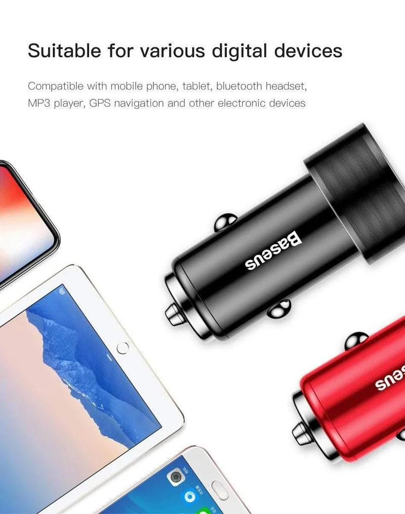 Baseus 36w USB-Autoladegerät Quick Charge 3.0 QC QC3.0 Typ C PD Schnellladegerät für das Auto für iPhone Samsung Xiaomi Mobiltelefon
