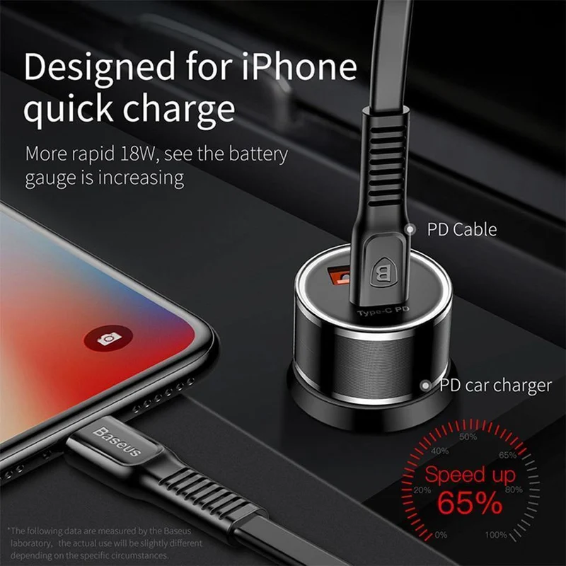 Baseus 36w USB-Autoladegerät Quick Charge 3.0 QC QC3.0 Typ C PD Schnellladegerät für das Auto für iPhone Samsung Xiaomi Mobiltelefon