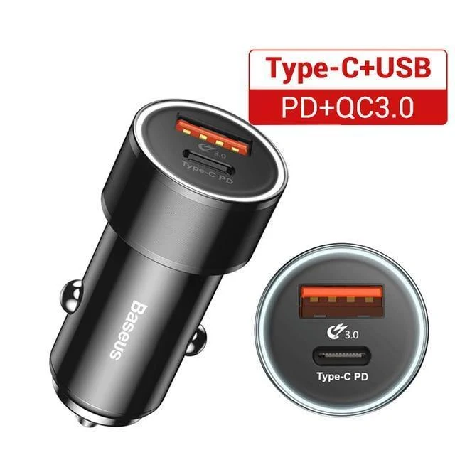 Baseus 36w USB-Autoladegerät Quick Charge 3.0 QC QC3.0 Typ C PD Schnellladegerät für das Auto für iPhone Samsung Xiaomi Mobiltelefon