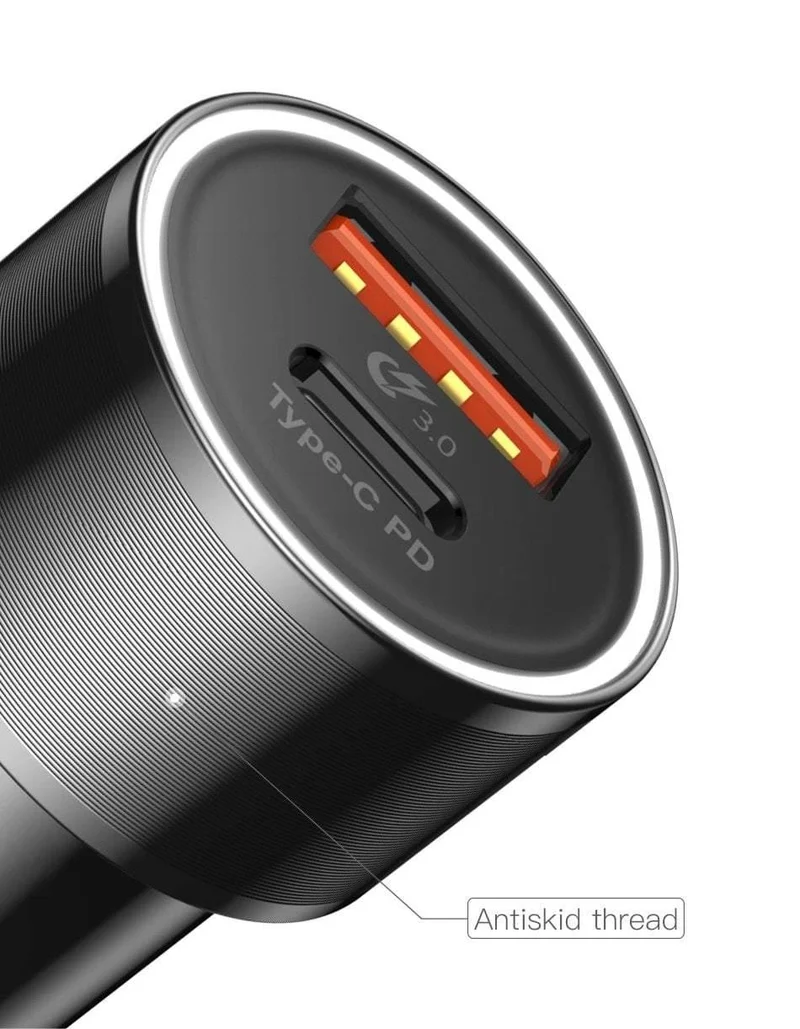 Baseus 36w USB-Autoladegerät Quick Charge 3.0 QC QC3.0 Typ C PD Schnellladegerät für das Auto für iPhone Samsung Xiaomi Mobiltelefon