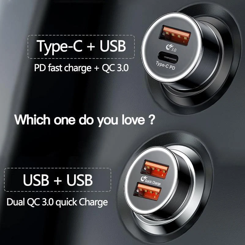 Baseus 36w USB-Autoladegerät Quick Charge 3.0 QC QC3.0 Typ C PD Schnellladegerät für das Auto für iPhone Samsung Xiaomi Mobiltelefon