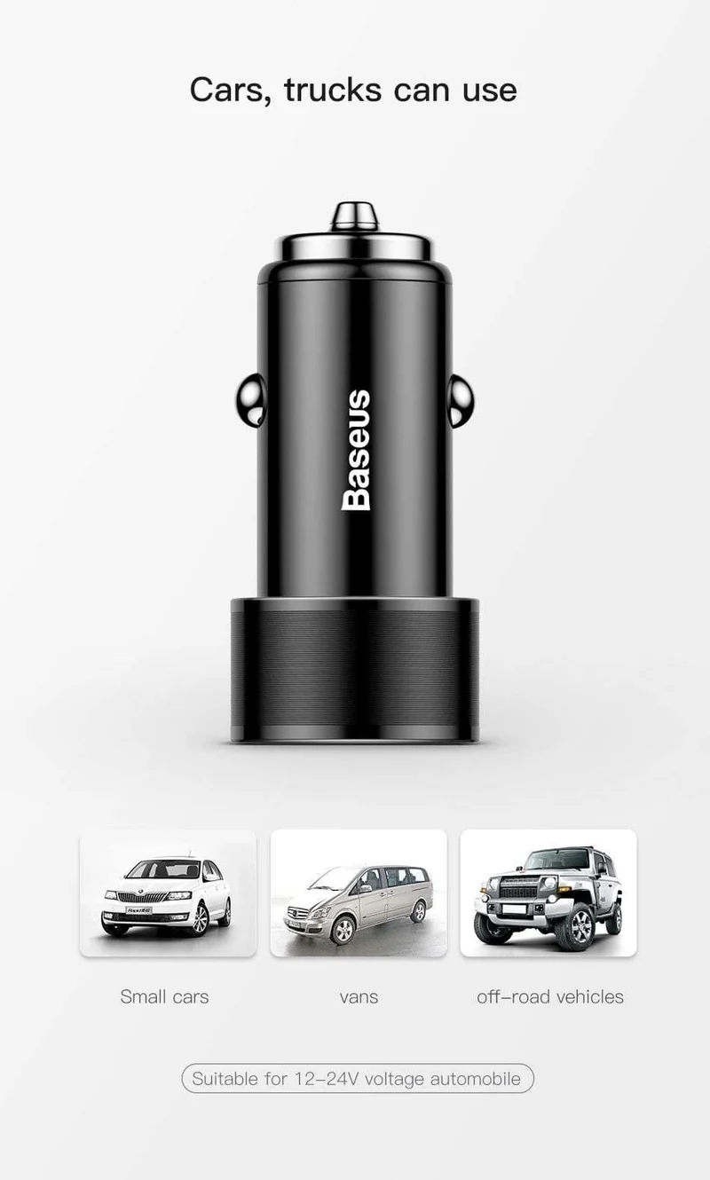 Baseus 36w USB-Autoladegerät Quick Charge 3.0 QC QC3.0 Typ C PD Schnellladegerät für das Auto für iPhone Samsung Xiaomi Mobiltelefon