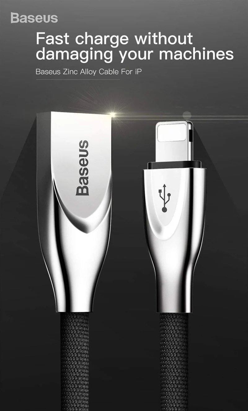 Baseus Zinklegierung USB-Kabel für iPhone Xs Max Xr X 8 7 6 6s Plus 5 5s se Handykabel Schnelles Datenladekabel