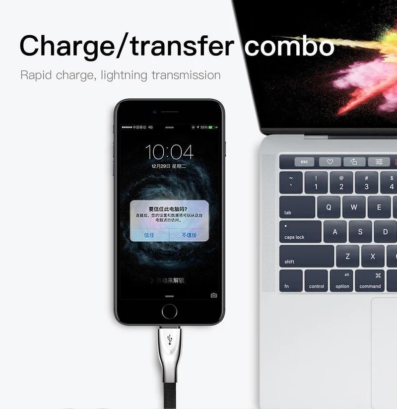 Baseus Zinklegierung USB-Kabel für iPhone Xs Max Xr X 8 7 6 6s Plus 5 5s se Handykabel Schnelles Datenladekabel