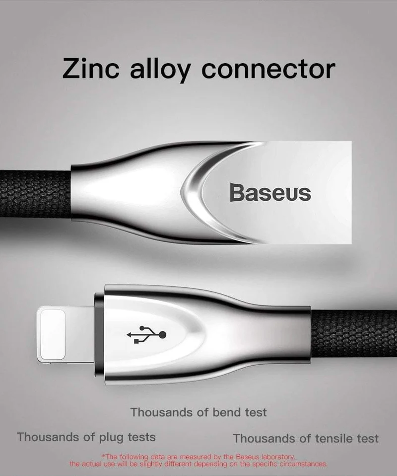 Baseus Zinklegierung USB-Kabel für iPhone Xs Max Xr X 8 7 6 6s Plus 5 5s se Handykabel Schnelles Datenladekabel