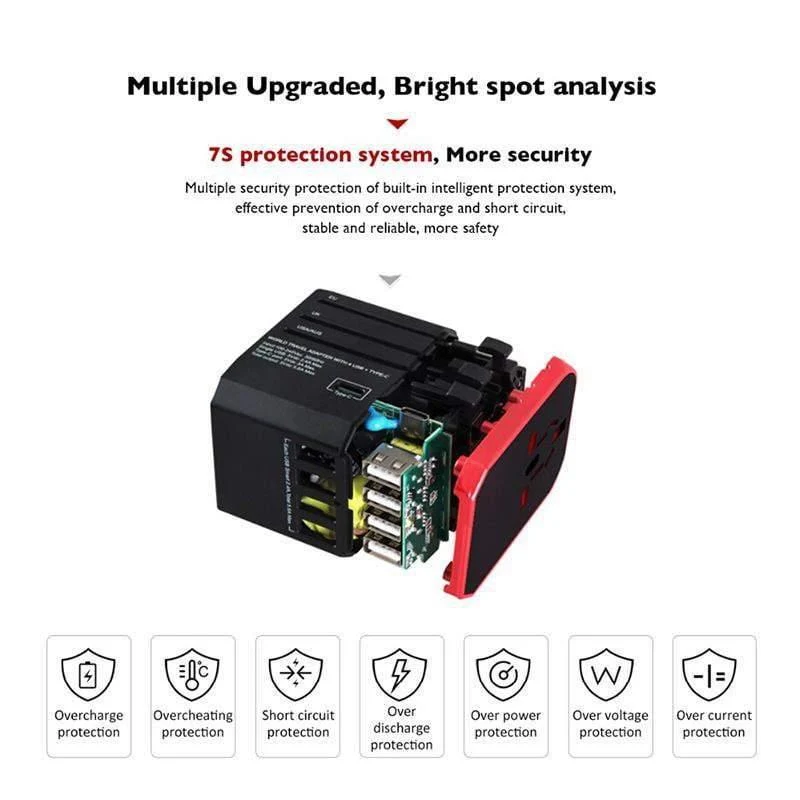 Reiseadapter UK AU EU US 4in1 Internationaler Ladeadapter USB Typ-C-Ladegerät Mobiltelefon Mobiltelefon Universeller Adapter