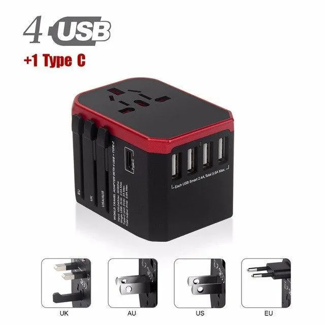 Reiseadapter UK AU EU US 4in1 Internationaler Ladeadapter USB Typ-C-Ladegerät Mobiltelefon Mobiltelefon Universeller Adapter
