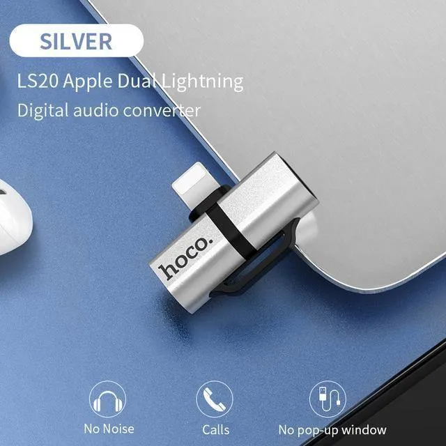 HOCO für Lightning Converter 2 in 1 In 3.5mm-Buchse konvertieren Audio-Adapter + für Lightning Für iPhone 7 8 Plus X XR XS MAX Kopfhörer