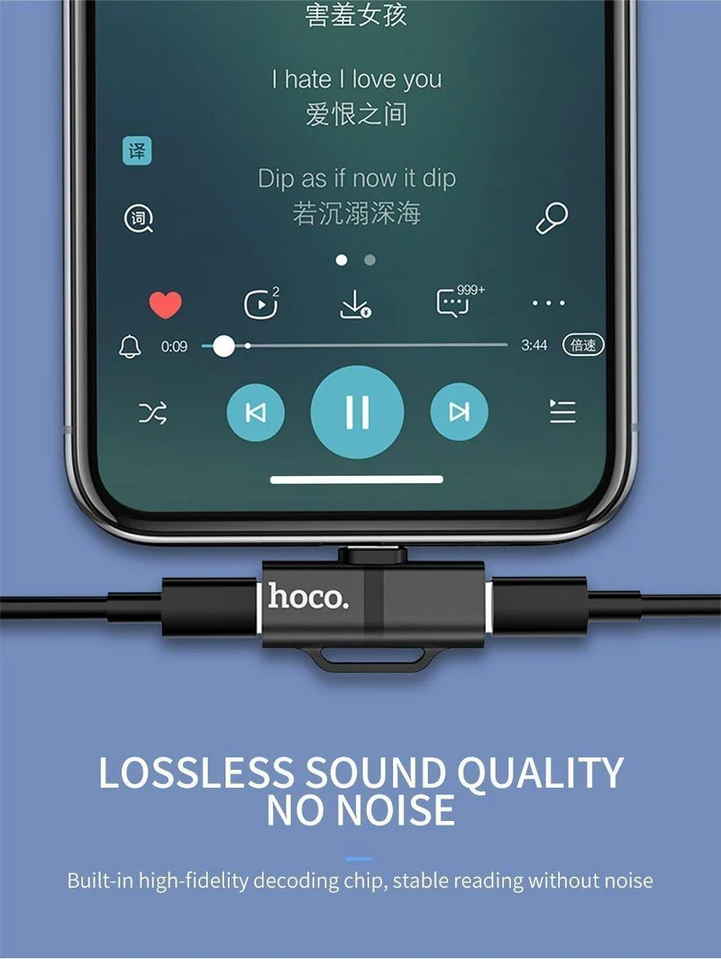 HOCO für Lightning Converter 2 in 1 In 3.5mm-Buchse konvertieren Audio-Adapter + für Lightning Für iPhone 7 8 Plus X XR XS MAX Kopfhörer