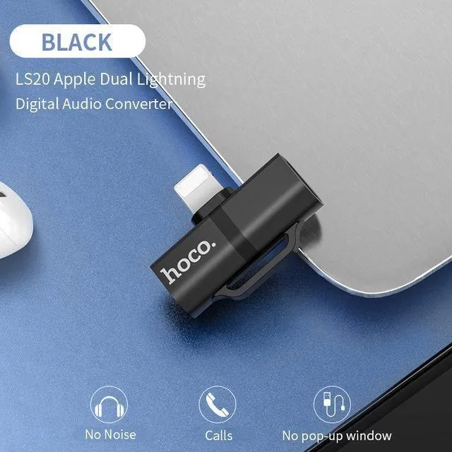 HOCO für Lightning Converter 2 in 1 In 3.5mm-Buchse konvertieren Audio-Adapter + für Lightning Für iPhone 7 8 Plus X XR XS MAX Kopfhörer