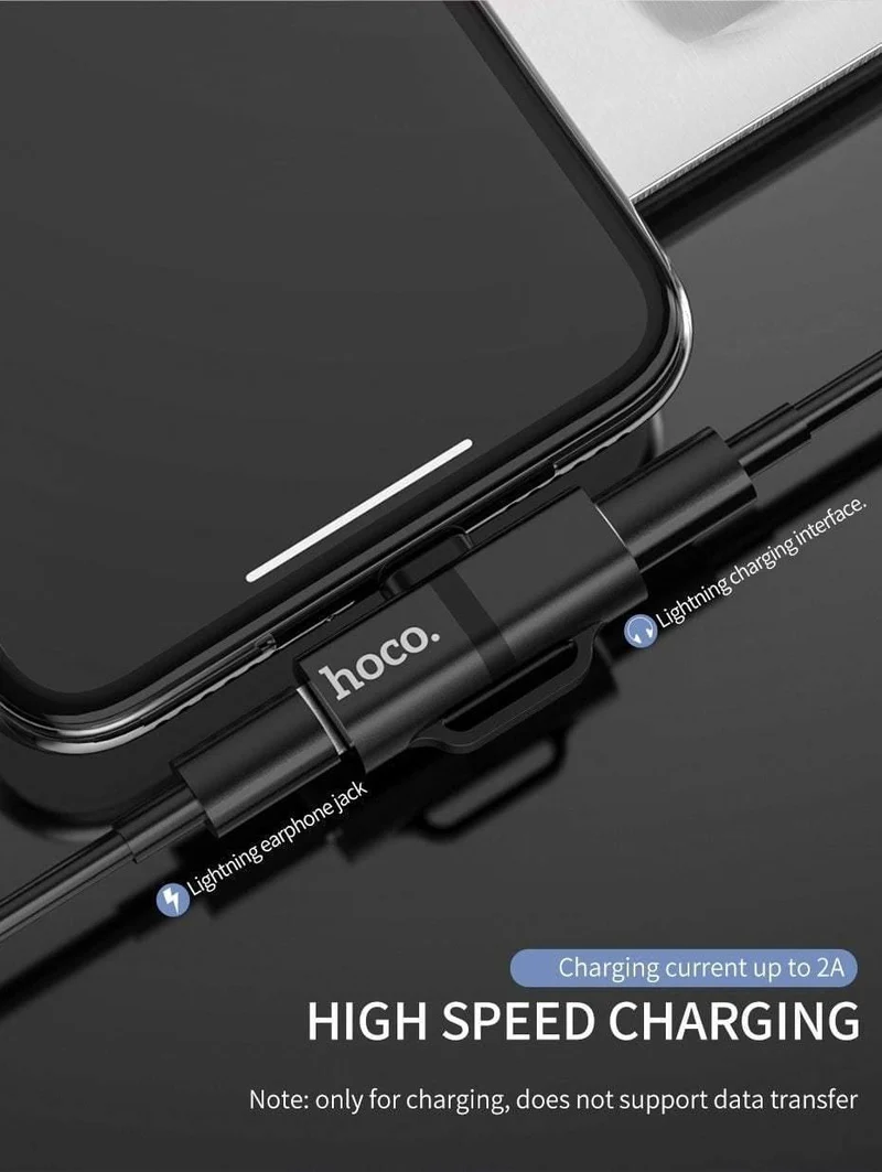 HOCO für Lightning Converter 2 in 1 In 3.5mm-Buchse konvertieren Audio-Adapter + für Lightning Für iPhone 7 8 Plus X XR XS MAX Kopfhörer