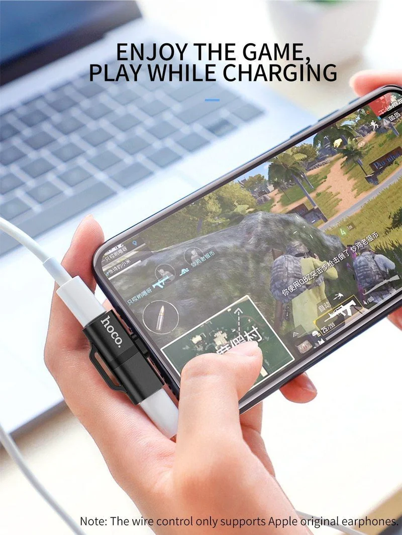 HOCO für Lightning Converter 2 in 1 In 3.5mm-Buchse konvertieren Audio-Adapter + für Lightning Für iPhone 7 8 Plus X XR XS MAX Kopfhörer