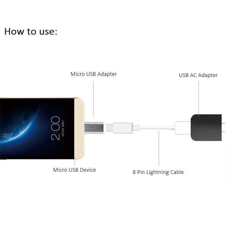 8Pin USB Kabel Adapter Für iPhone 8 7 X für Blitz zu Micro USB Adapter Android Handy Kabel Anschluss für Samsung HTC