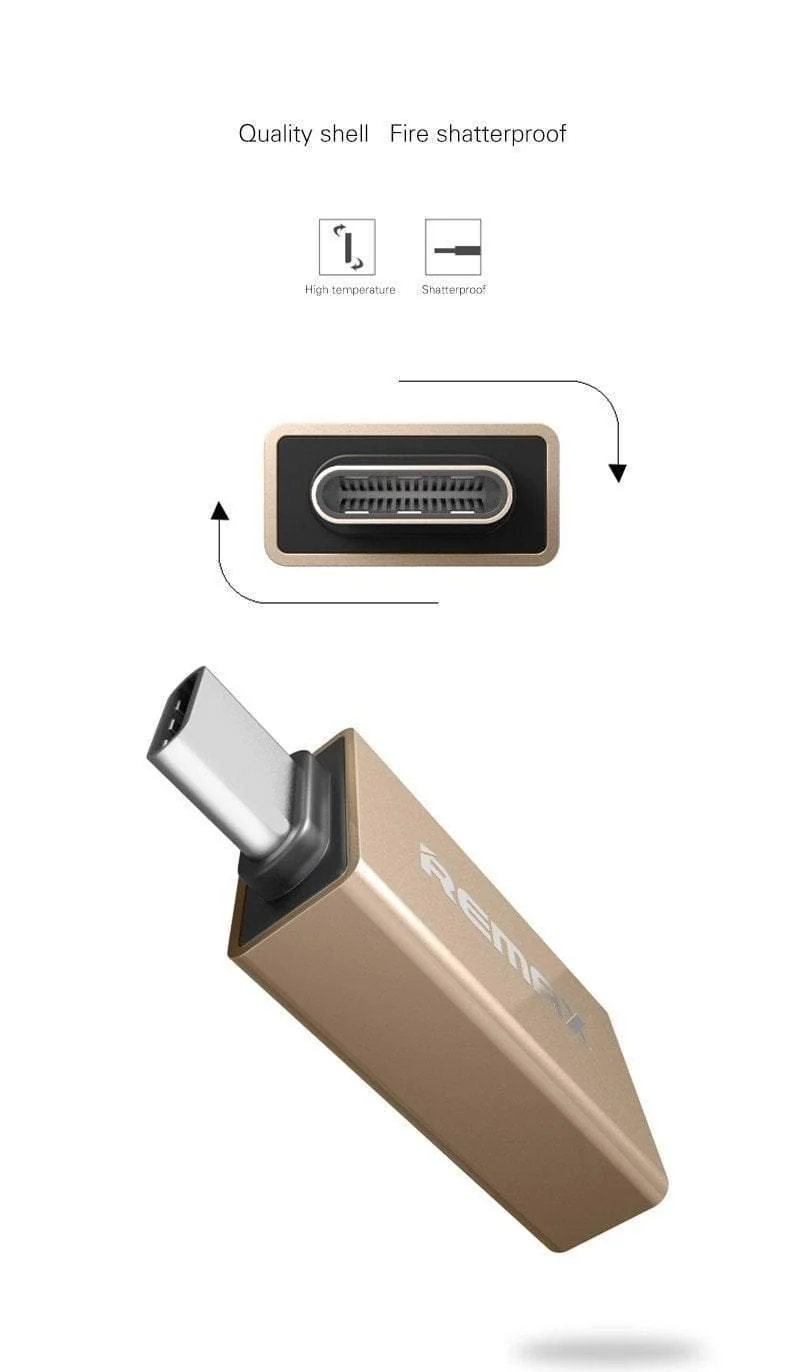 REMAX Mobiltelefonadapter OTG TYPE-C auf USB-Adapter Mini-Anschluss Schnellladung für U-Disk auf Typ C auf USB 2.0/3.0/3.1