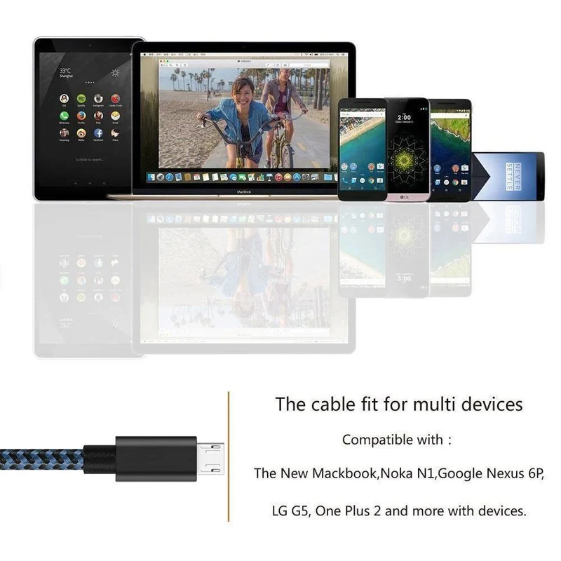 [3er-Pack] Micro-USB-Kabel, 2.4 A, Schnellladekabel, Suntaiho, Nylongeflecht, USB-Kabel, Datenladekabel für Samsung, LG, Android-Telefon
