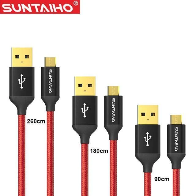 Suntaiho [3er-Pack] 5 V 2.5 A Micro-USB-Kabel für Samsung Xiaomi, geflochtenes schnelles USB-Lade- und Datenkabel, USB-Ladekabel für Mobiltelefone