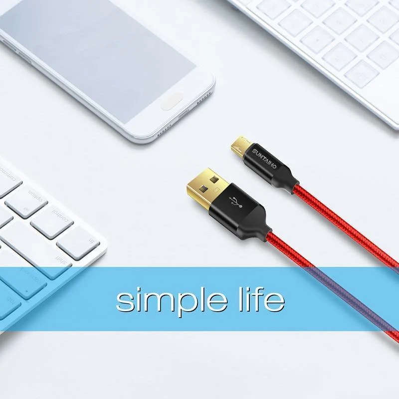 Micro-USB-Kabel für Samsung Galaxy Suntaiho 5V2.5A Metall-Nylon-Geflechtkabel USB-Lade-Sync-Datenkabel für Xiaomi Sony-Telefone