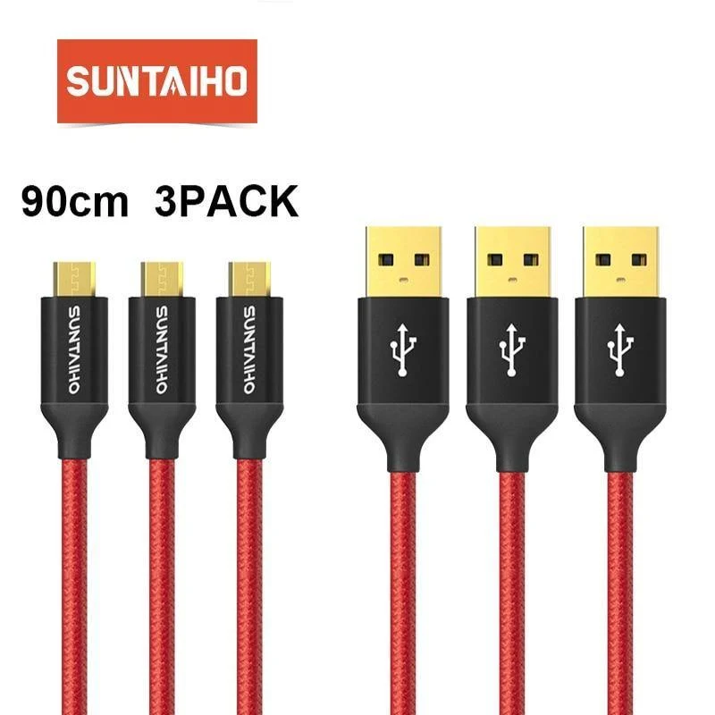 [3er-Pack] Micro-USB-Kabel 5 V 2.5 A Schnellladekabel Suntaiho Nylongeflecht USB-Kabel Datenladekabel für Samsung Xiaomi LG-Telefon