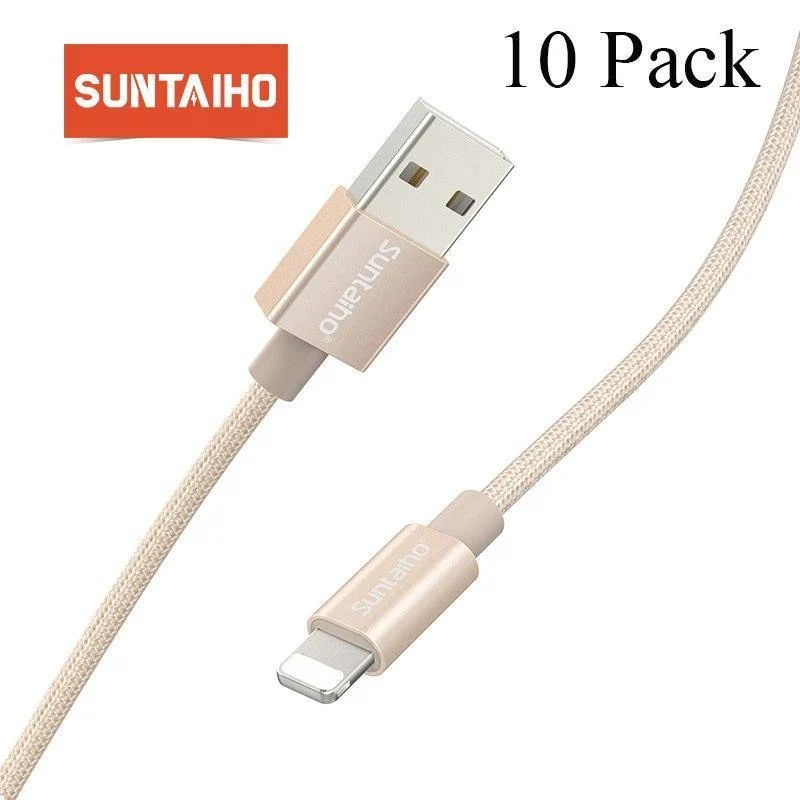 Suntaiho 10er-Pack USB-Kabel für iPhone, Schnellladekabel für iPhone 7 plus XS MAX 8 XR 5s 6s X iPad SE Telefon USB-Ladekabel