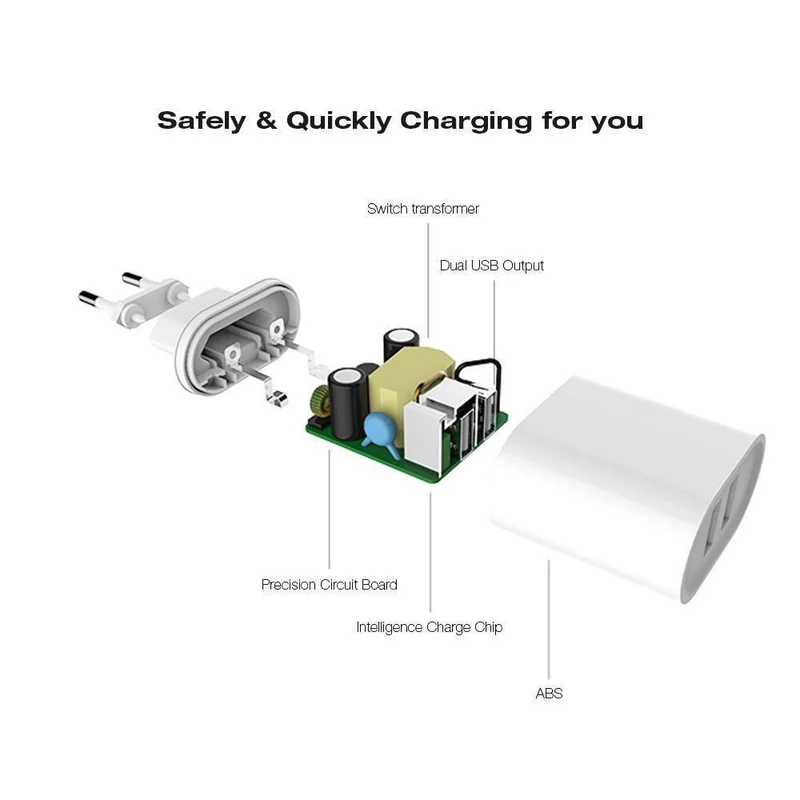 Suntaiho Tragbares USB-Ladegerät, Reise-Wandladegerät, Adapter, EU-Stecker, Smart-Handy-Ladegerät für iPhone/Xiaomi/LG/Smartphone