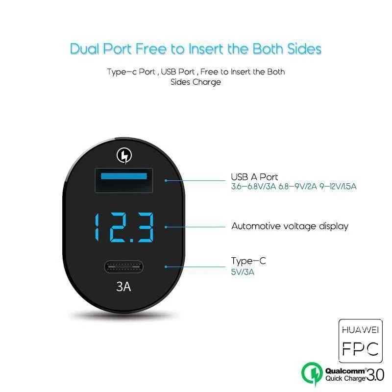 Suntaiho 3.0 Quick Type C Micro USB LED Autoladegerät für iPhone 8 plus 5V3A Dual USB Handy Tablet Autoladegerät Galaxy S8 S9