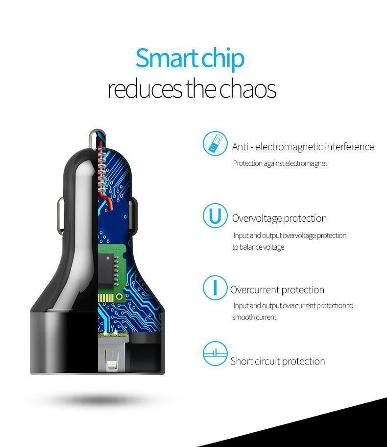 Suntaiho 3.0 Quick Type C Micro USB LED Autoladegerät für iPhone 8 plus 5V3A Dual USB Handy Tablet Autoladegerät Galaxy S8 S9