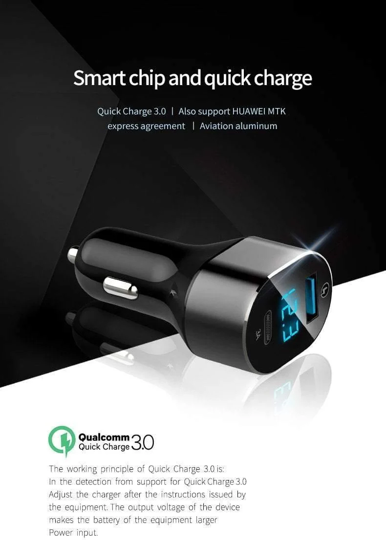 Suntaiho 3.0 Quick Type C Micro USB LED Autoladegerät für iPhone 8 plus 5V3A Dual USB Handy Tablet Autoladegerät Galaxy S8 S9