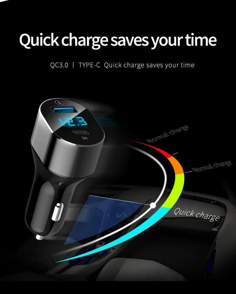 Suntaiho 3.0 Quick Type C Micro USB LED Autoladegerät für iPhone 8 plus 5V3A Dual USB Handy Tablet Autoladegerät Galaxy S8 S9